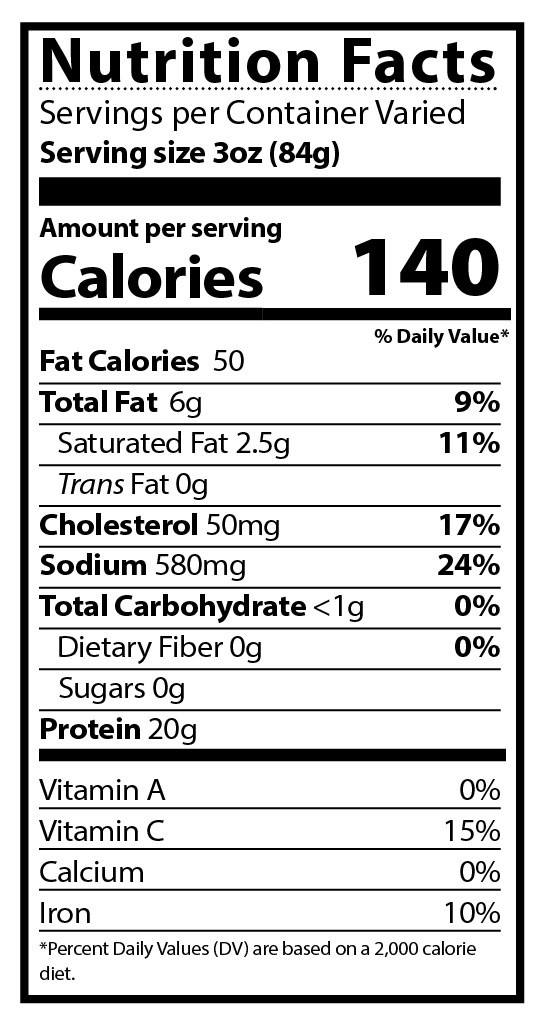 Nutrition Facts - Hahn's Corned Beef