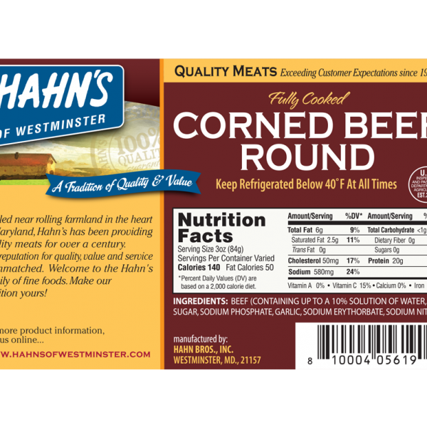 Hahn's of Westminster - Corned Beef Round